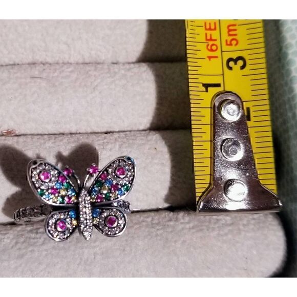 Colorful Crystal Stainless Steel Butterfly Ring sz 7 NEW - Picture 7 of 8